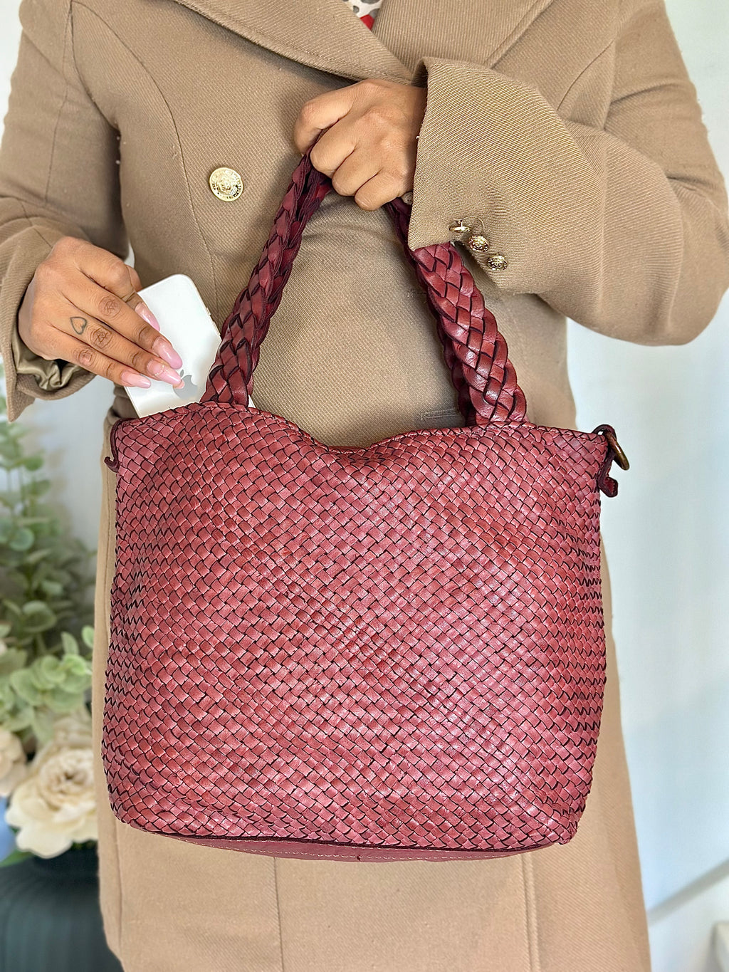 Borsa Susanna intrecciata e con tracolla removibile