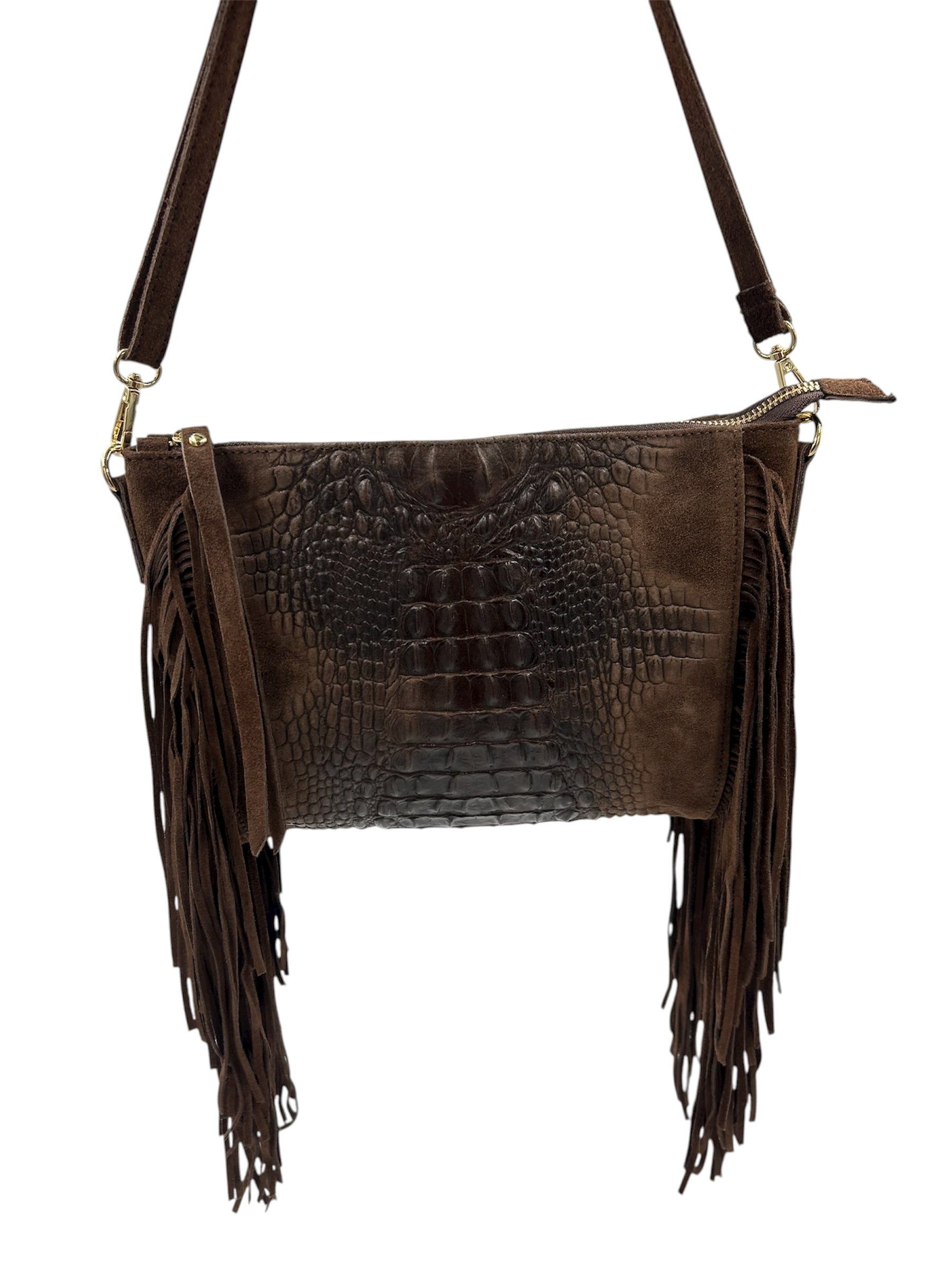 Borsa Karol con frange in camoscio