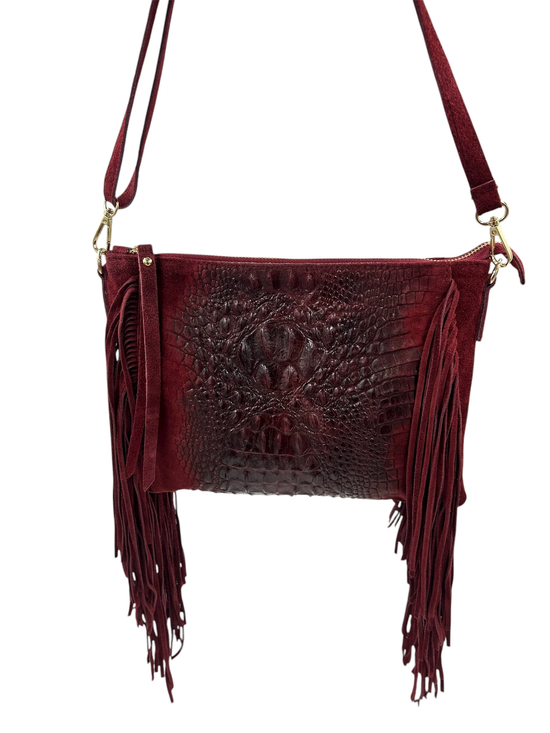 Borsa Karol con frange in camoscio